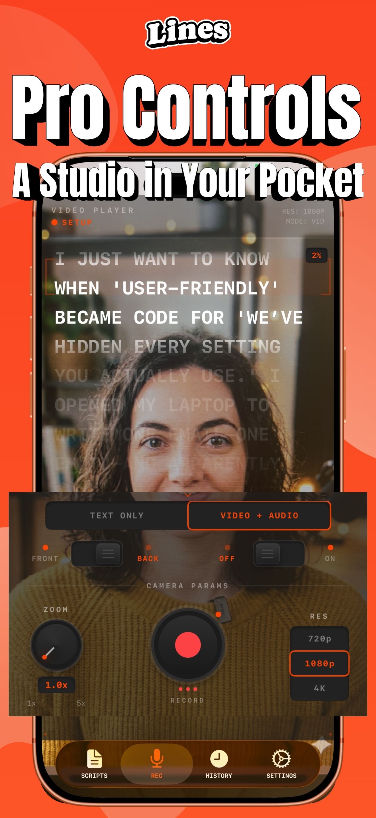 Lines screen: Pro Controls